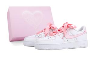 Nike Кроссовки Air Force 1 Low Top для скейтбординга унисекс, белые, розовые
