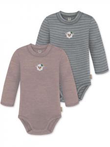 Normani Outdoor Sports Комплект из 2 детских боди с длинными рукавами из мериносовой шерсти "Туай" в розово-сером цвете