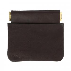 Кожаный кошелек для монет Push-Mout с отделениями для карт CTM, коричневый