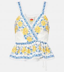 Хлопковый топ с отделкой из цветочного кружева Зули Farm Rio, Zuli Off-White