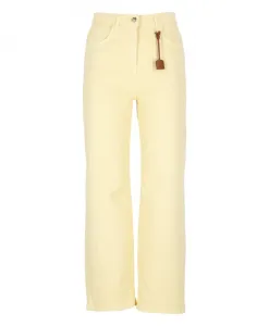 Желтые хлопчатобумажные джинсы с петлями для ремня Elisabetta Franchi, бежевый