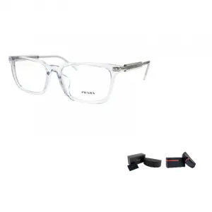 PRADA Прямоугольная оправа для очков мужская прозрачная серая, Transparent Gray
