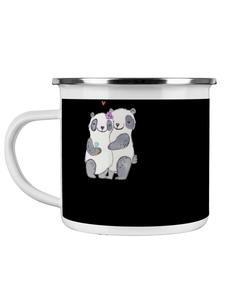 Черная кружка для кофе Любовь невесты с надписью Mr. & Mrs. Panda