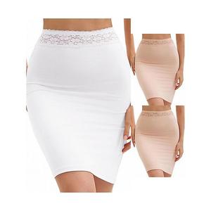 3 пачки антистатических полукомбинаций для женщин с цветочным кружевом на поясе Inspire Chic, Beige White