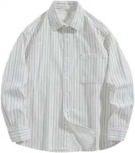 Рубашка Casual Cotton Lapel Loose Vintage Stripes DUYHBAWRS