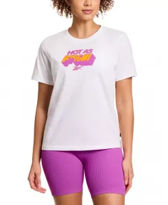 Женская хлопковая футболка с круглым вырезом и принтом логотипа Reebok, белый