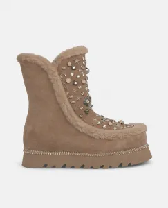 Женские ботинки с мехом, заклепками и закругленным носком Alma en Pena, бежевый