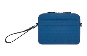 Ferragamo Gancini кожаная наплечная сумка, кросс-боди мужская blue