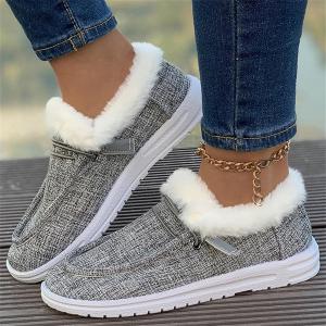 Женские ботинки Снежные ботинки Зимние классические с искусственным мехом Легко надеваются Ботильоны Повседневные теплые удобные лоферы Generic, Deep Grey