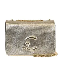 Кожаная сумка через плечо с цепочкой и логотипом. Coccinelle, желтый