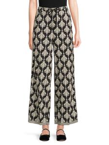 Широкие брюки с принтом Max Studio, цвет Black Ivory