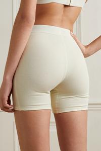 SKIMS Хлопковые шорты из смесового хлопкового джерси в рубчик - Bone, кремовый
