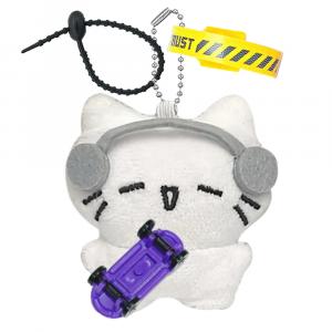 AIZIYUO Очаровательный плюшевый кулон с котенком в наушниках и щенком на скейтборде white высота 7см