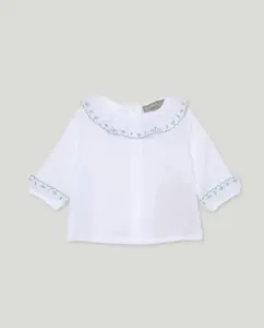Детская базовая рубашка с длинным рукавом и кружевной отделкой Coconut El Corte Inglés, белый