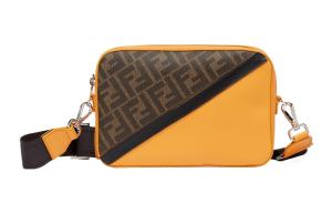 FENDI Кожаная фотосумка через плечо унисекс оранжево-коричневый