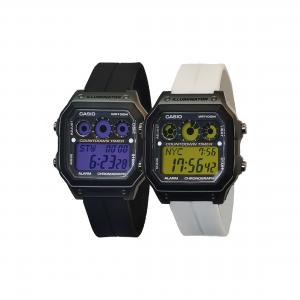 CASIO Кварцевые часы унисекс с силиконовым ремешком и черным циферблатом