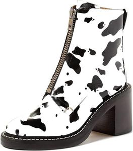 Женские комфортные ботильоны FSJ с низким толстым каблуком, молнией спереди и круглым носком, ручная работа, размеры 4-15 US, Cow