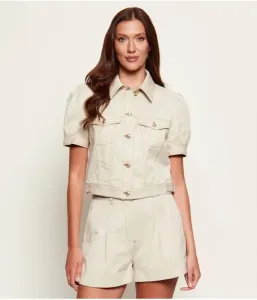 Джинсовая рубашка CORELINE cropped fit Guess Jeans, бежевый