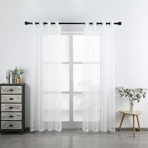 Двухсекционные дизайнерские прозрачные вуалевые шторы с люверсами на верхнем окне Kate Aurora, white