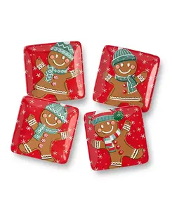 Рождественские причудливые пряничные тарелки для канапе, набор из 4 шт. Certified International, multi