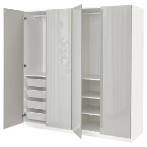 Гардероб PAX/FARDAL IKEA, 200x60x201 см, цвет white/high-gloss light grey