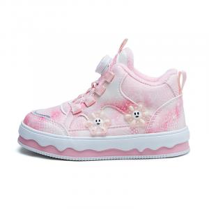 Warrior Противоскользящие Амортизирующие Износостойкие Термо Утепленные Полувысокие Детские Скейтбординговые Кроссовки Розовые, С Флисовой Подкладкой