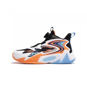 XTEP Детские баскетбольные кроссовки с высоким берцем, устойчивые к износу, черные, оранжевые, противоскользящие