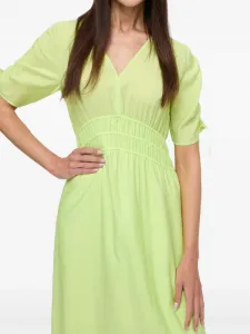 Платье с объемными рукавами и сборками BOSS, зеленый