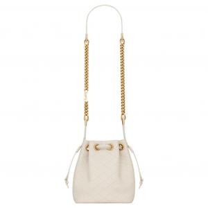 SAINT LAURENT CASSANDRE Сумка-ведро из ягненка, женская винтажная белая сумка через плечо