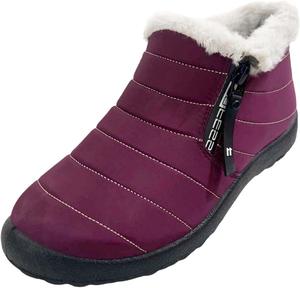 Водонепроницаемые женские ботинки Y2K с меховой подкладкой на щиколотке, легкие спортивные ботильоны на молнии, зимние ботинки для женщин 2025 Generic, #C04-Red