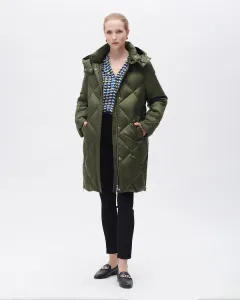 Женский пуховик со съемным капюшоном из сверхлегкой ткани Caroll, зеленый