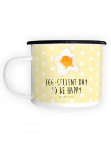 Эмалированная кружка XL "Яичница с надписью" пастельно-желтого цвета Mr. & Mrs. Panda