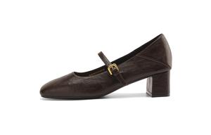 HLA Женские туфли Мэри Джейн на массивном каблуке коричневые, цвет Brown