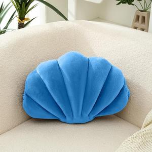 WLLYXUS Декоративная подушка в форме ракушки из вельвета для дивана и кровати, морской декор для комнаты в пляжном стиле Blue