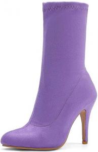 Женские модные ботильоны Joojaky с острым носком на шпильке, однотонные короткие ботинки, Light Purple