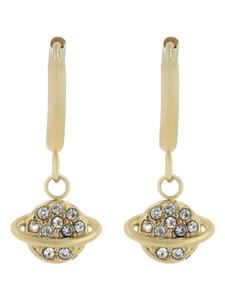 Adeliás Женский кулон - кулон «Планета» из нержавеющей стали со стразами в золотой оправе