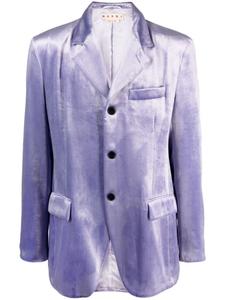Однобортный бархатный пиджак Marni, фиолетовый