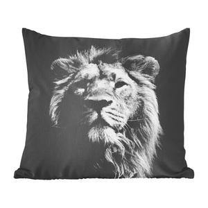 MuchoWow Animals - Черно-белый портрет льва - 60x60 см - чехол на подушку - хлопчатобумажная ткань - декоративные чехлы на подушки