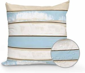 Huotupsine Декоративная подушка Outdoor Pillows Waterproof с эффектом винтажной древесины, наполнителем, в фермерском абстрактном стиле с голубым омбре и геометрическим узором Blue