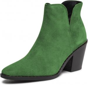 Женские ботильоны FOWT с круглым носком и заклепками, на щиколотку, с V-образным вырезом, массивным средним каблуком, без застежки, повседневные модные туфли, размеры US 4-16, Green