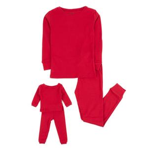 Хлопковая пижама для девочек и подходящая кукла, красный