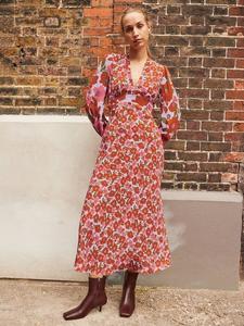 Платье миди с цветочным принтом для миниатюрных Ro&Zo, Purple/Red