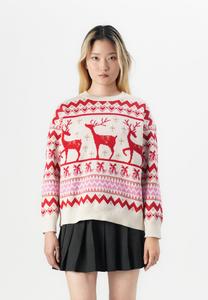 Джемпер ONLY ONLXMAS O NECK , Birch/Gold-Coloured/Salsa/Fuchsia Pink/Beige