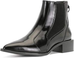 Женские ботильоны YDN с низким широким каблуком, стильные челси, зауженный носок, легко надеваются, короткие ботинки для холодной погоды, вечеринки, офиса и платьев, Black