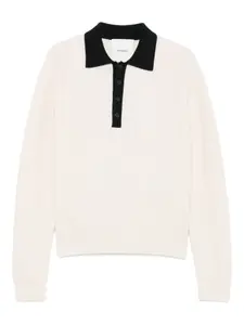 Свитер в рубчик с воротником поло Nanushka, нейтральный