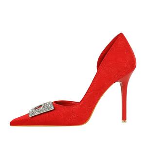 QITUMAUL Женские туфли-лодочки на тонком каблуке красные, цвет Red[Heel Height 10.5cm]