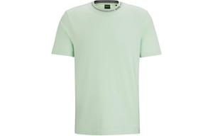 Хлопковая футболка классического кросса с фирменным воротником мужская светло-зеленая HUGO BOSS