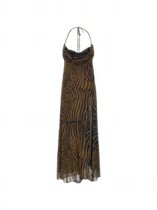 Макси-платье с драпировкой и принтом "зебра" BLUMARINE, коричневый