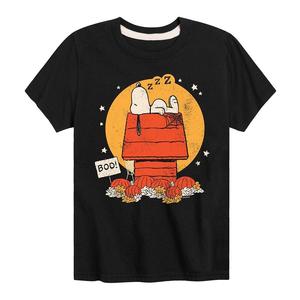 Футболка с рисунком Peanuts Snoopy Halloween Dog House для мальчиков 8–20 лет Licensed Character, черный