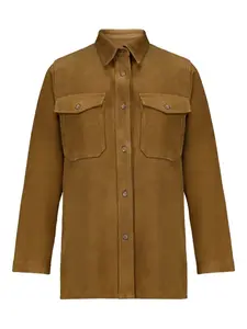 Замшевая рубашка с вышивкой Paula, коричневый